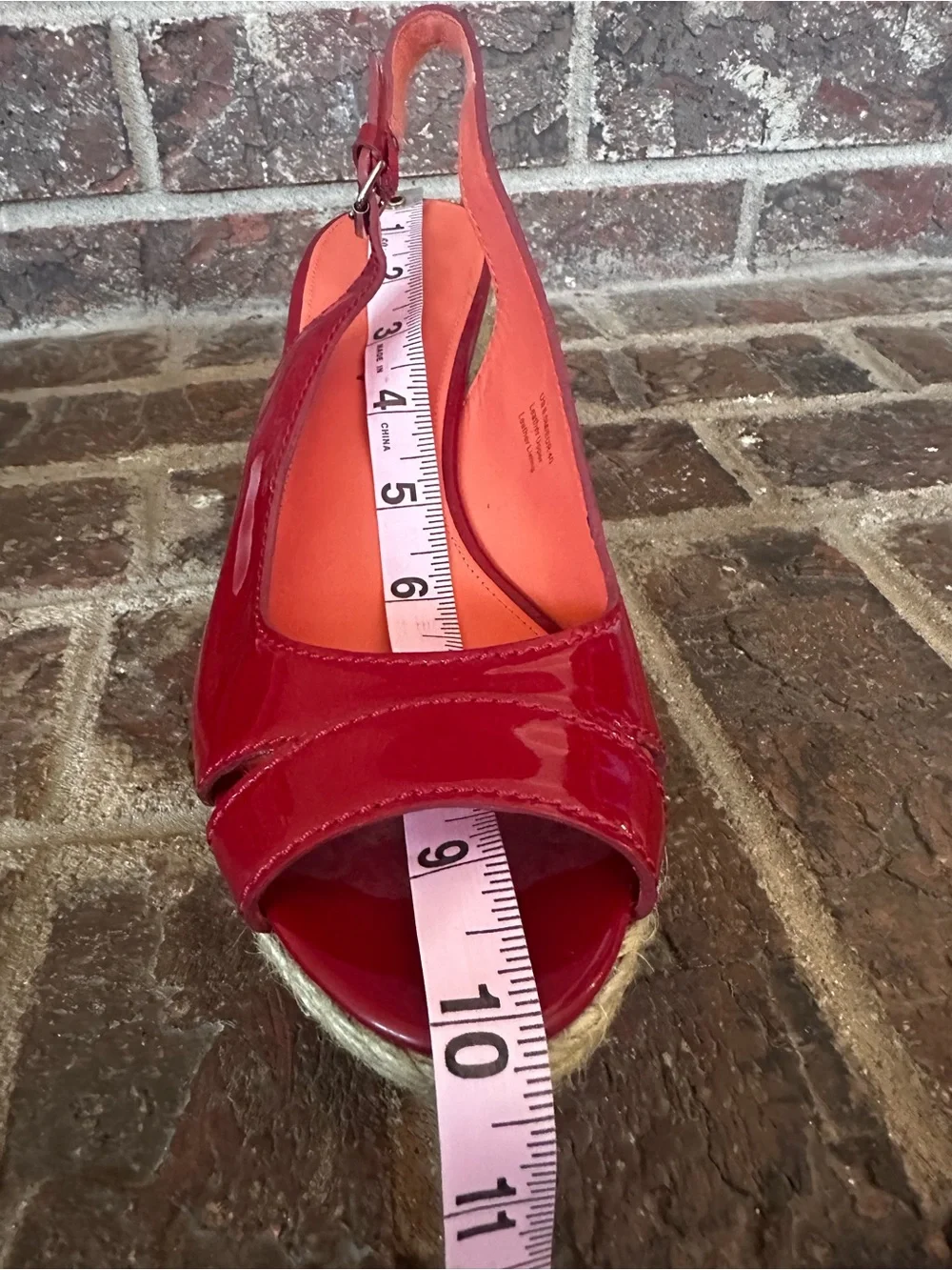 VIA SPIGA Red Patent Leather Espadrille Platform Wedge Sandals | 8.5